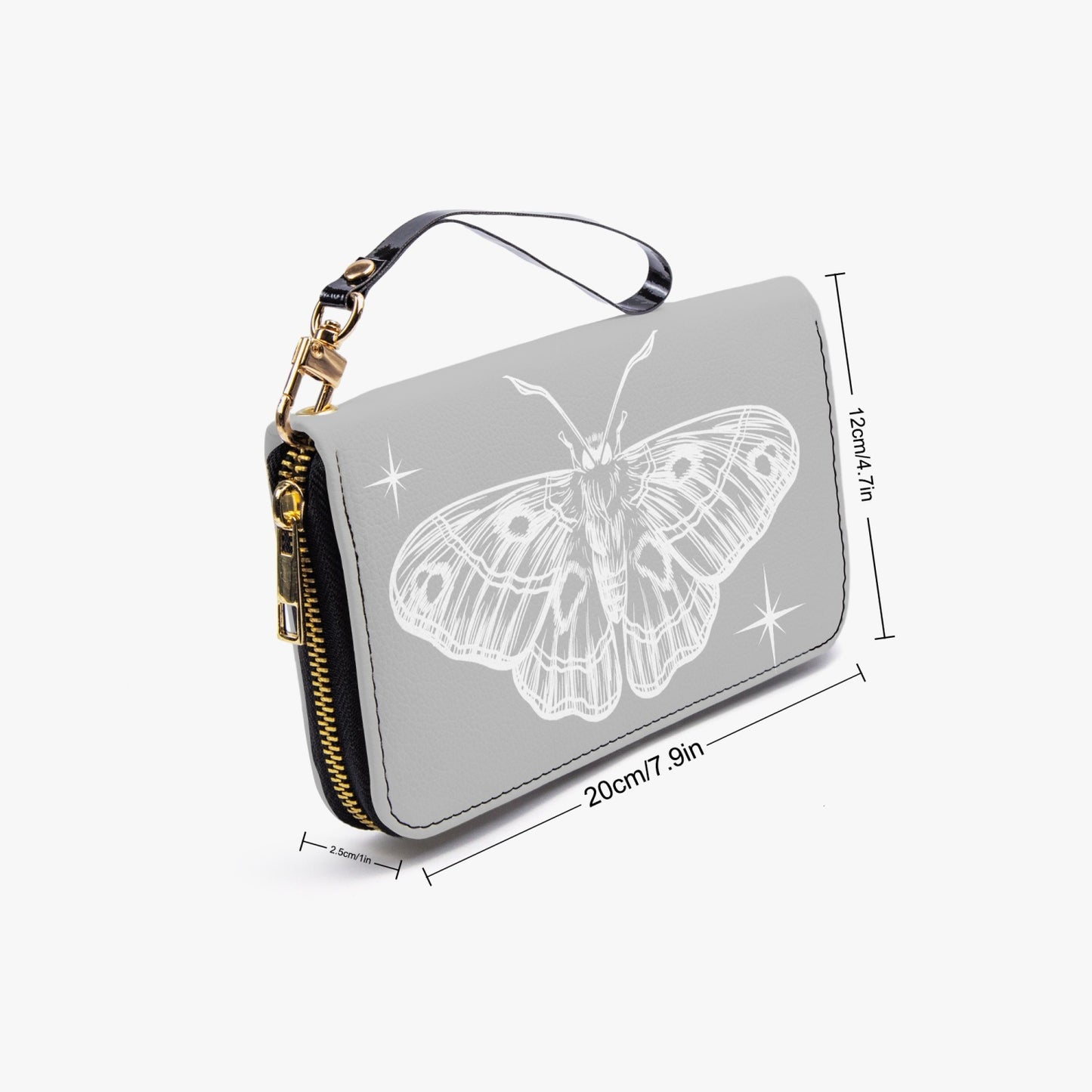 Moth Grey Leather Strap Wallet