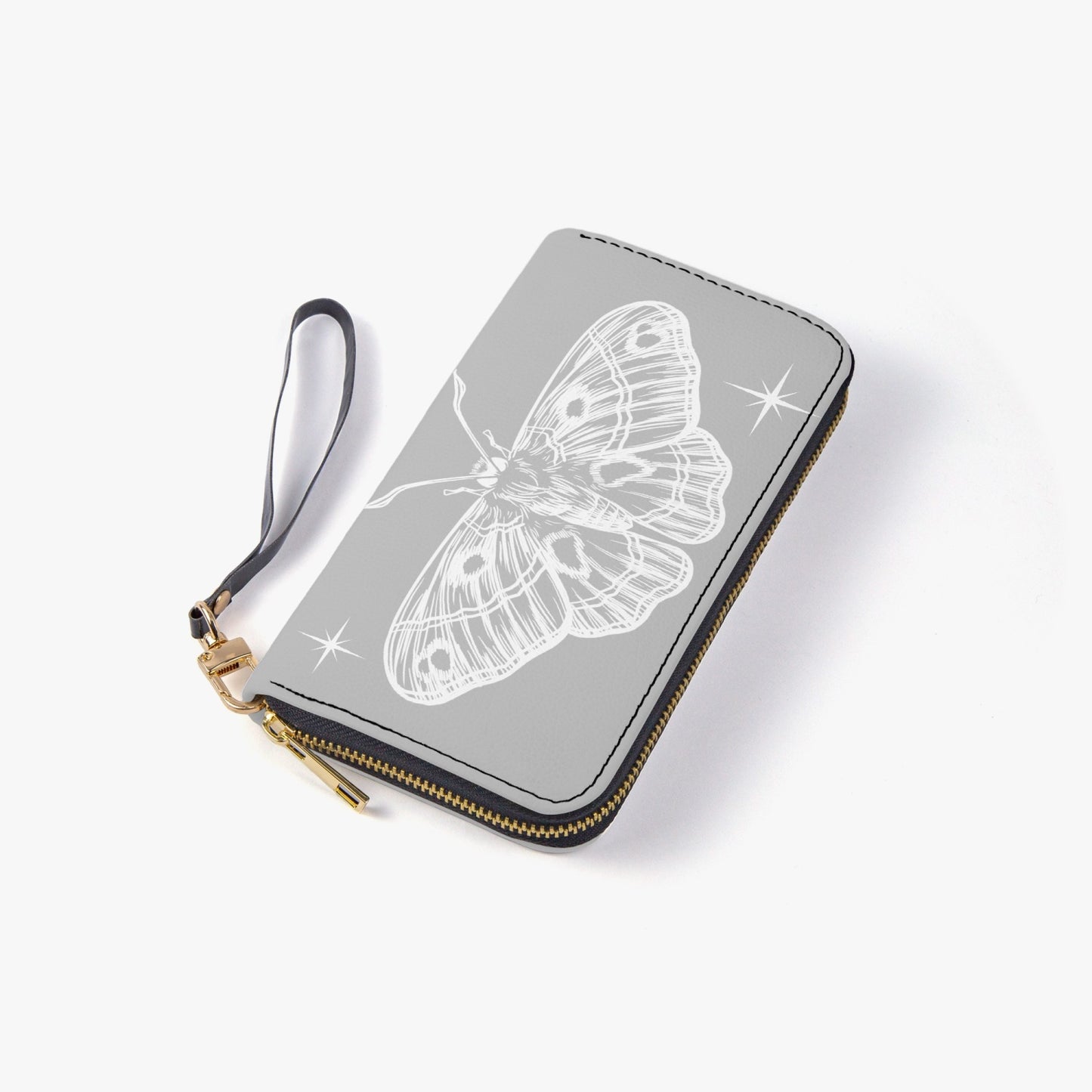 Moth Grey Leather Strap Wallet