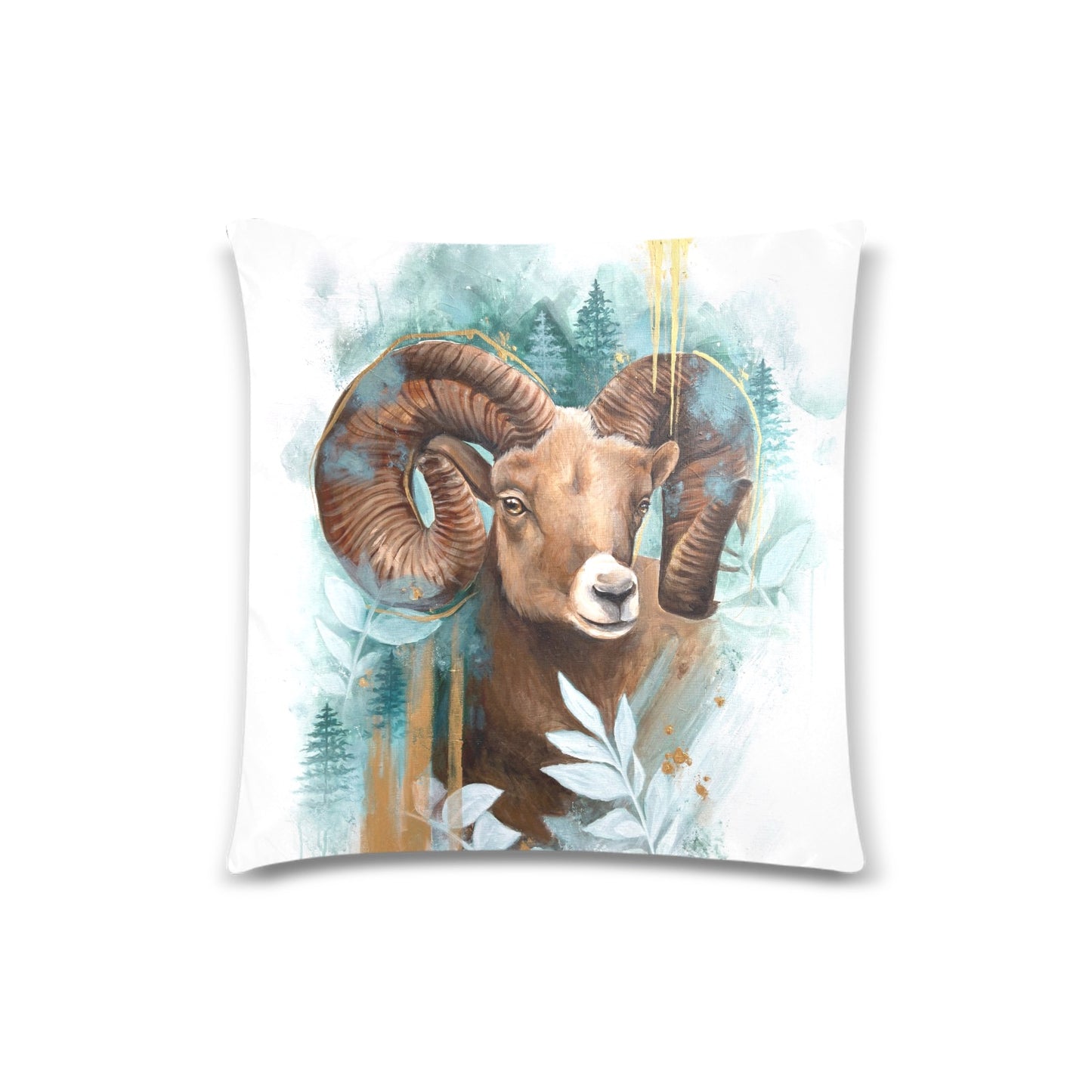 Big Horn Throw Pillow Cover 18"x 18"